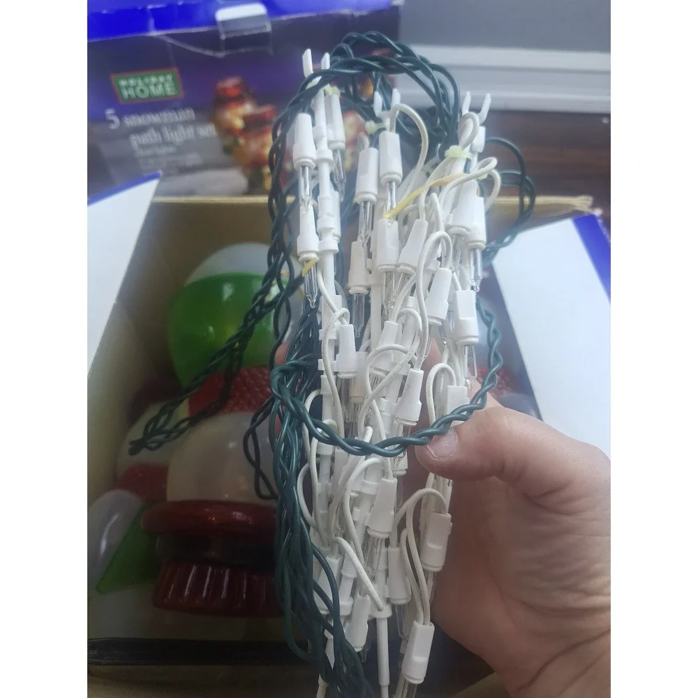Blow Mold Snowman Path Lights 10ct White Red Green Vintage Style Festive Retro